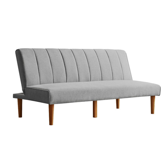 Ian Convertible Futon Sofa Bed, Adjustable Recliner, Gray Woven Fabric