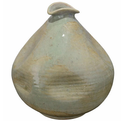 Noah 11 Inch Ceramic Decorative Vase, Irregular Dimpled Shape, Glossy Reactive Blue