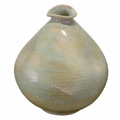 Noah 11 Inch Ceramic Decorative Vase, Irregular Dimpled Shape, Glossy Reactive Blue