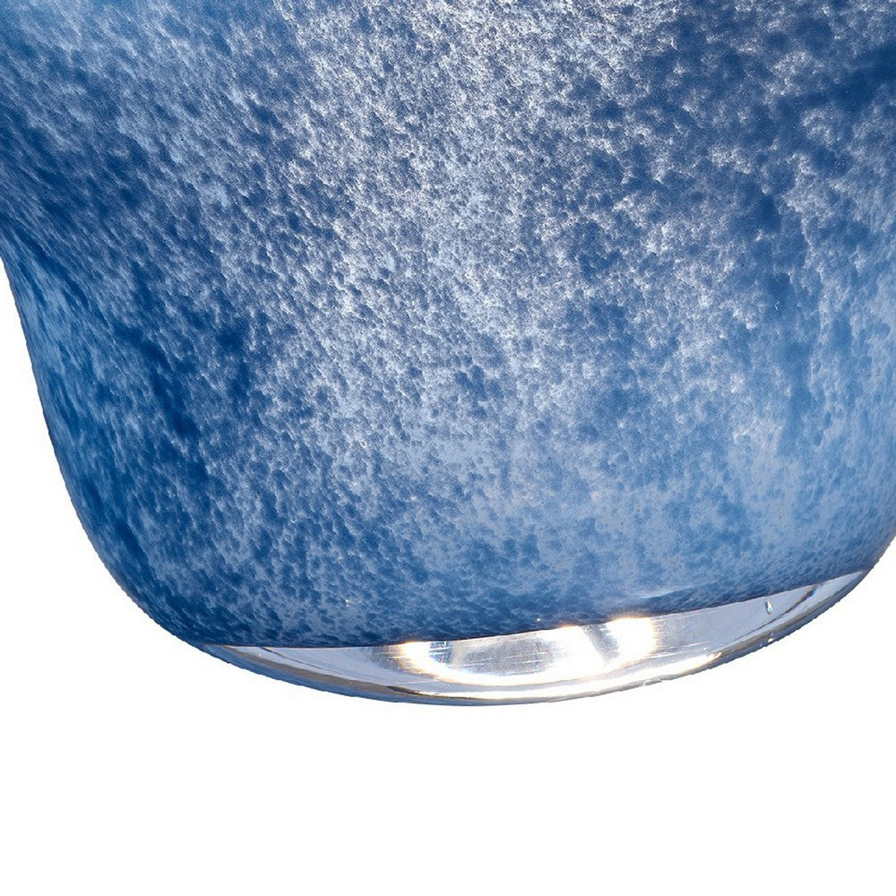 Lesy Decorative Bowl, Freeflow Ruffled Edge, Blue Blown Glass 14 Inch