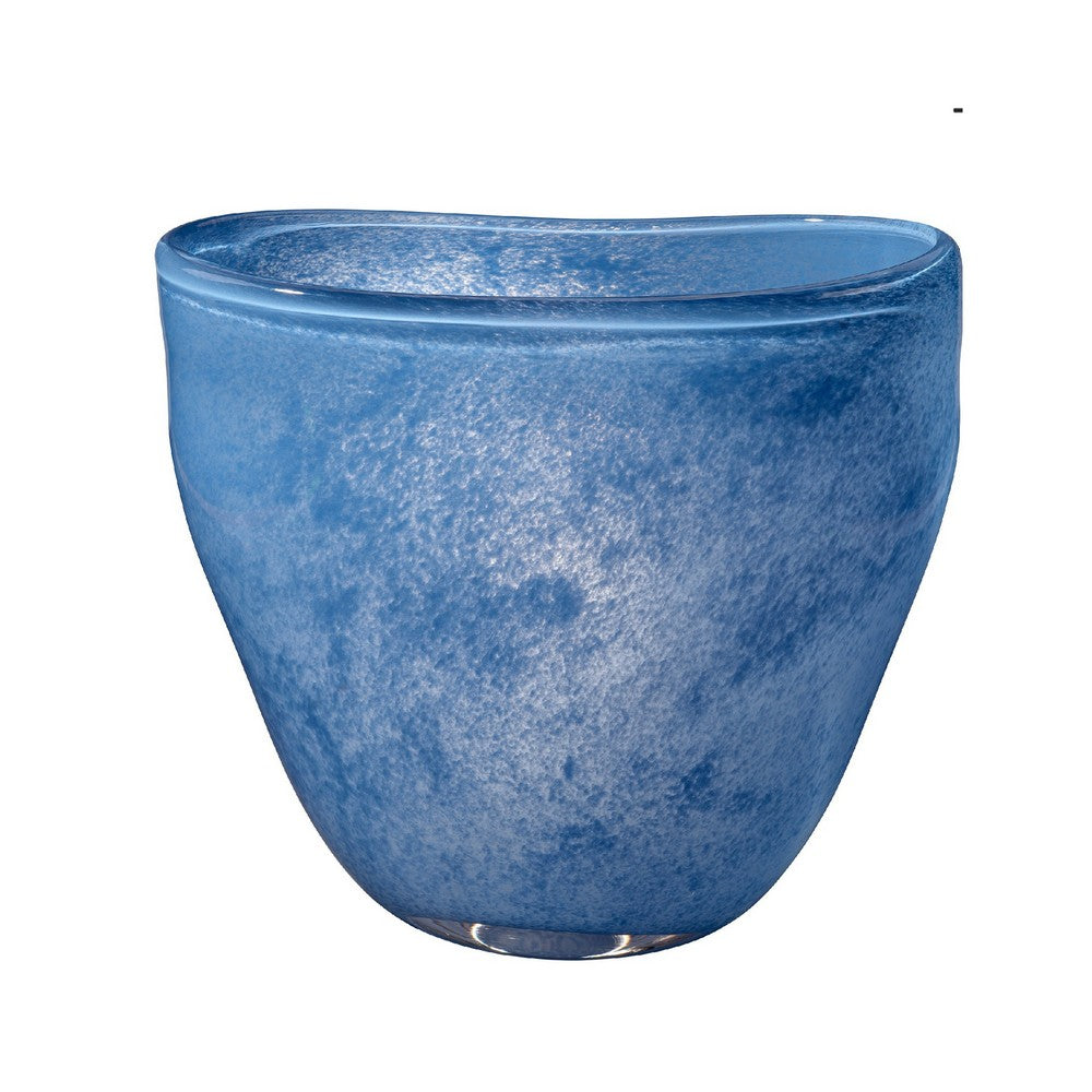 Lesy Decorative Vase, Freeflow Edge, Rich Blue Blown Glass 16 Inch