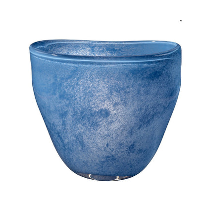 Lesy Decorative Vase, Freeflow Edge, Rich Blue Blown Glass 16 Inch