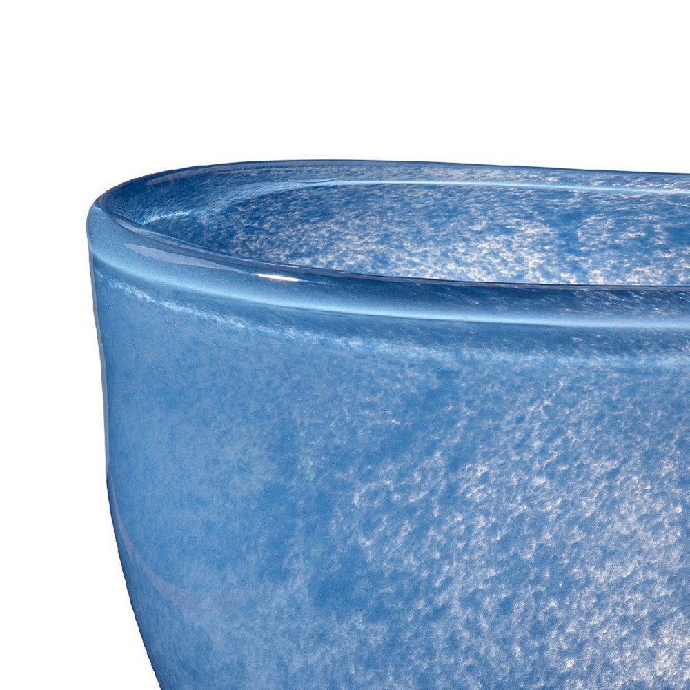 Lesy Decorative Vase, Freeflow Edge, Rich Blue Blown Glass 16 Inch