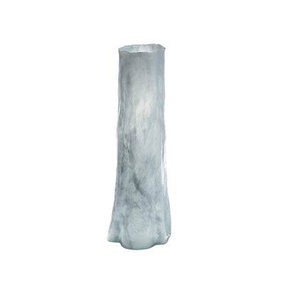 Quia Tall Decorative Vase, Rough Body, Pale Blue Blown Glass 20 Inch