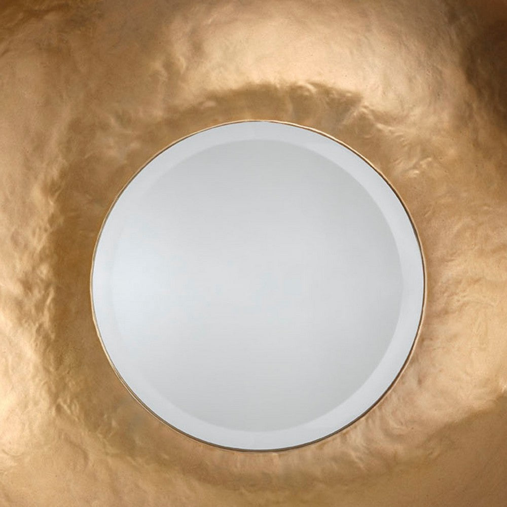 Rea Decorative Wall Mirror, 27 Inch Round Burnished Gold Frame