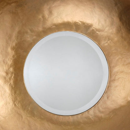 Rea Decorative Wall Mirror, 27 Inch Round Burnished Gold Frame
