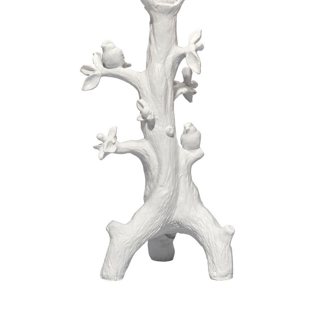 Sils Accent Table Lamp, Linen Shade, White Trunk Resin Base 28 Inch