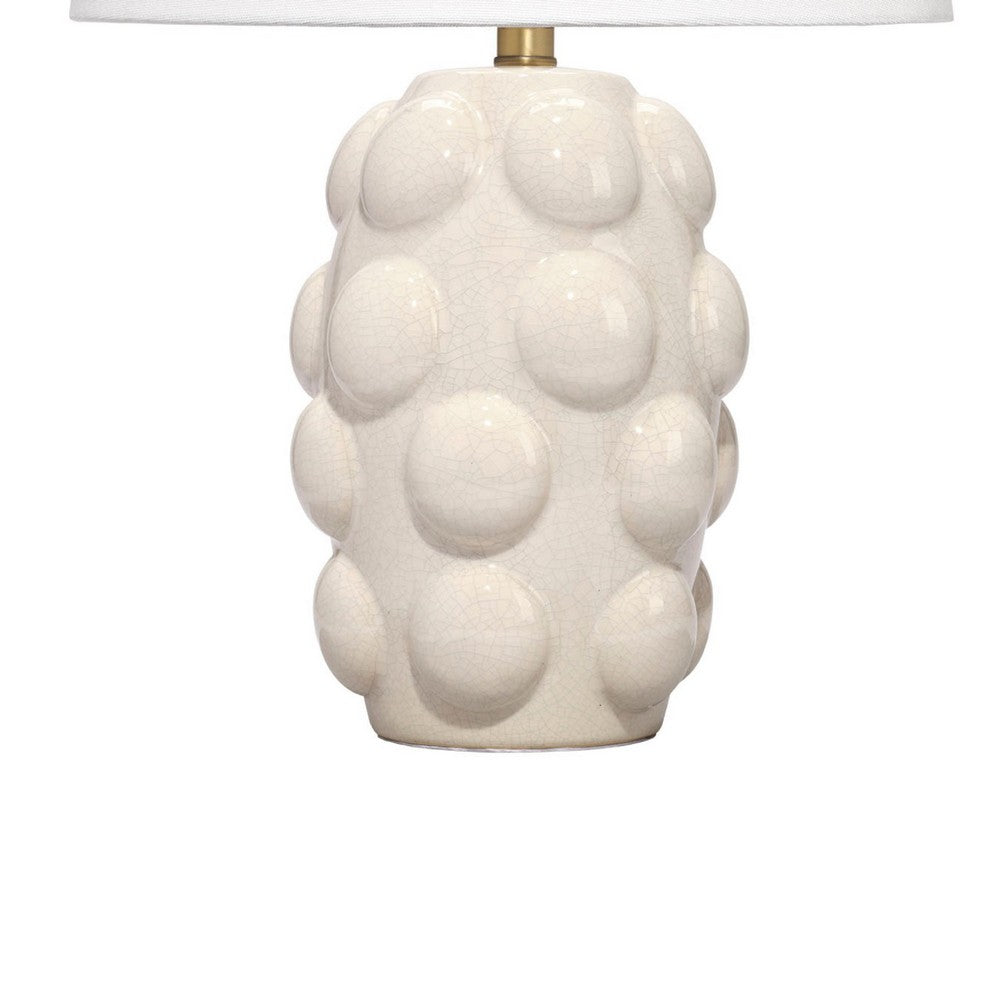 Lizy Accent Table Lamp, White Linen Shade, Bubble Ceramic Base 20 Inch