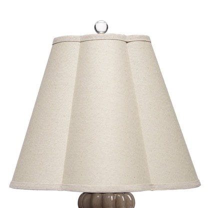 Aggy Accent Table Lamp, 23 Inch, Linen Scallop Shade, Taupe Glass Base