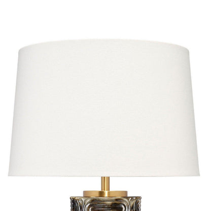 Wrix Accent Table Lamp, White Linen Shade, Ceramic Brown Base 29 Inch