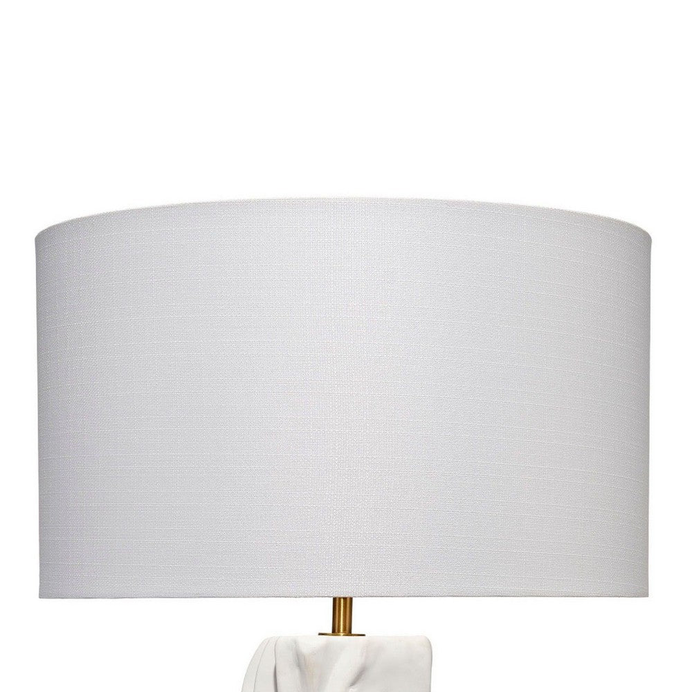 Sery Table Lamp, Linen Shade, Matte White Textured Ceramic 31 Inch