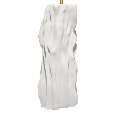 Sery Table Lamp, Linen Shade, Matte White Textured Ceramic 31 Inch