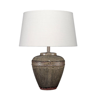 Avo Accent Table Lamp, White Linen, Antique Ceramic Design 25 Inch