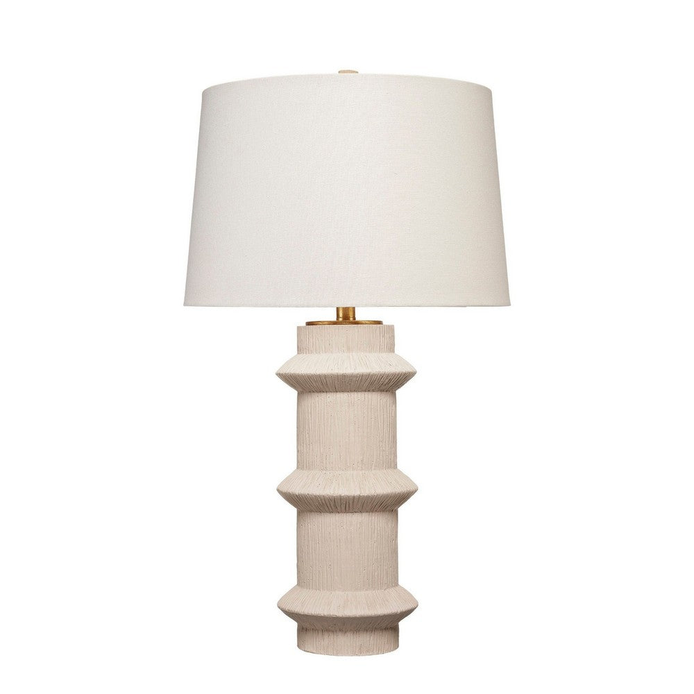 Disy Accent Table Lamp, Linen, Turned Sculptural Polyresin 30 Inch