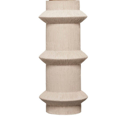 Disy Accent Table Lamp, Linen, Turned Sculptural Polyresin 30 Inch