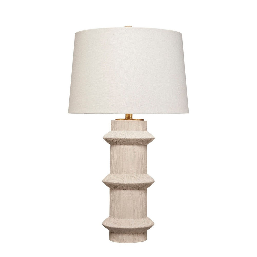 Disy Accent Table Lamp, Linen, Turned Sculptural Polyresin 30 Inch