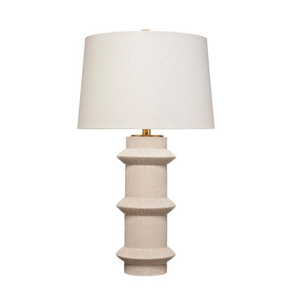 Disy Accent Table Lamp, Linen, Turned Sculptural Polyresin 30 Inch