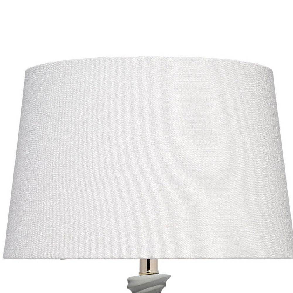Ozy Accent Table Lamp, Linen Shade, Light Blue Turned Ceramic 23 Inch
