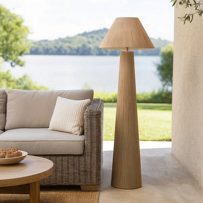 Teny Accent Floor Lamp, Tapered Shade, Brown Jute Wrapped Base 61 Inch
