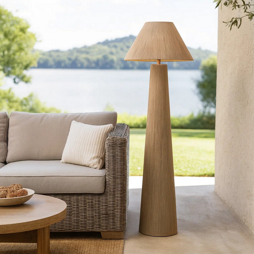 Teny Accent Floor Lamp, Tapered Shade, Brown Jute Wrapped Base 61 Inch