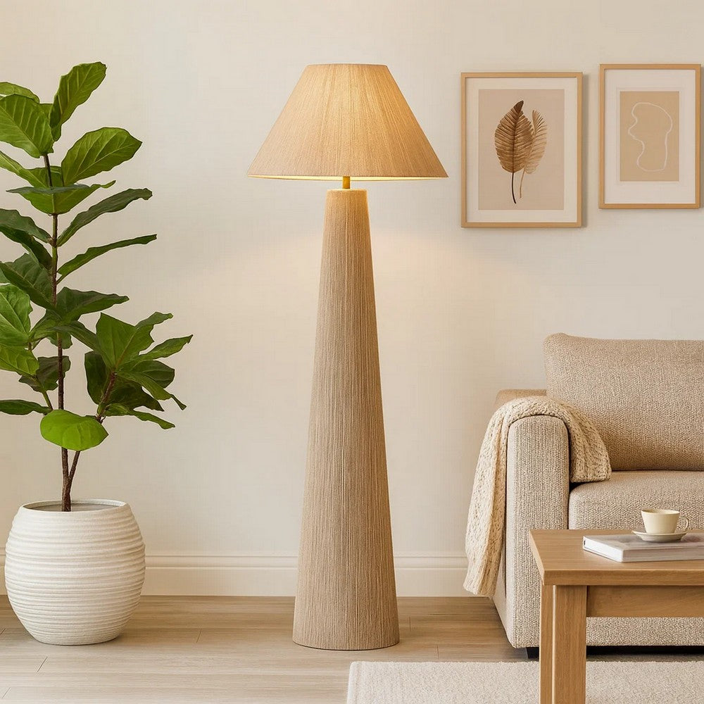 Teny Accent Floor Lamp, Tapered Shade, Brown Jute Wrapped Base 61 Inch