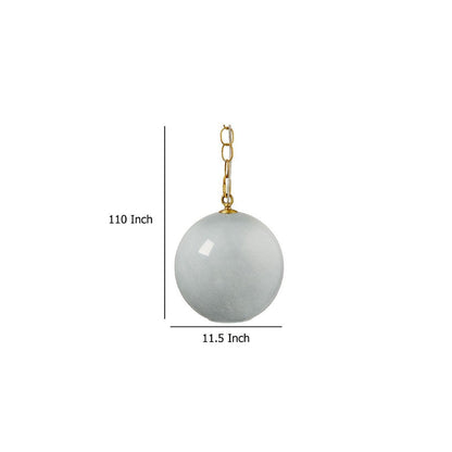 Tero Ceiling Pendant Light, Blue Blown Glass, Antique Brass, 12 Inch