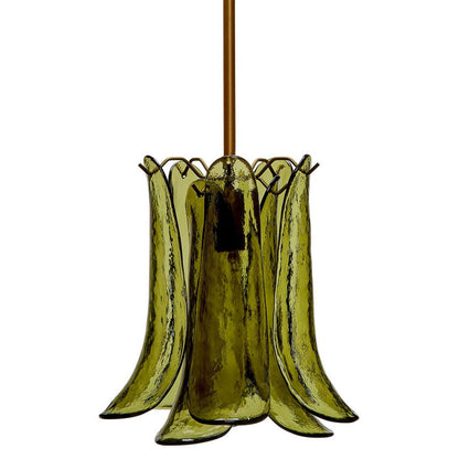 Kero Ceiling Lamp, Murano Style Green Blown Glass Pendant, 12 Inch