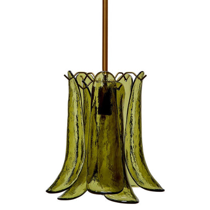 Kero Ceiling Lamp, Murano Style Green Blown Glass Pendant, 12 Inch