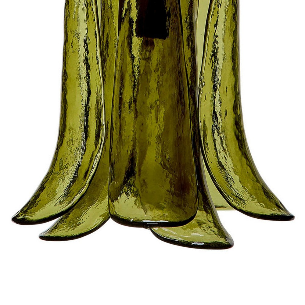 Kero Ceiling Lamp, Murano Style Green Blown Glass Pendant, 12 Inch