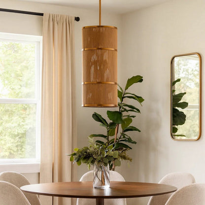 Dero Pendant Chandelier, Natural Brown Cotton Rope Woven, 10 Inch