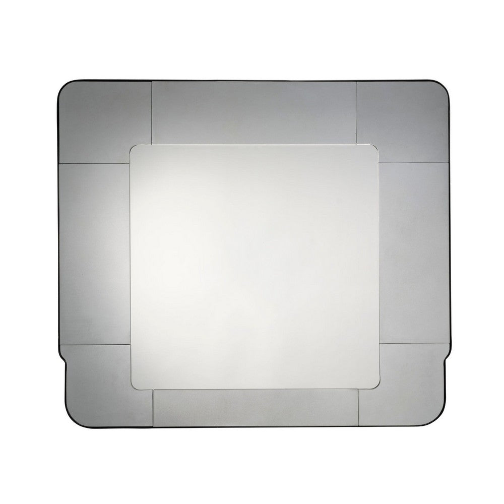 Fexo Wall Mirror, 45 Inch Mercury Glass Silver Frame, Hand Forged Iron