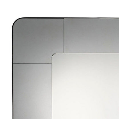 Fexo Wall Mirror, 45 Inch Mercury Glass Silver Frame, Hand Forged Iron