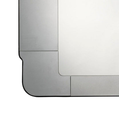 Fexo Wall Mirror, 45 Inch Mercury Glass Silver Frame, Hand Forged Iron
