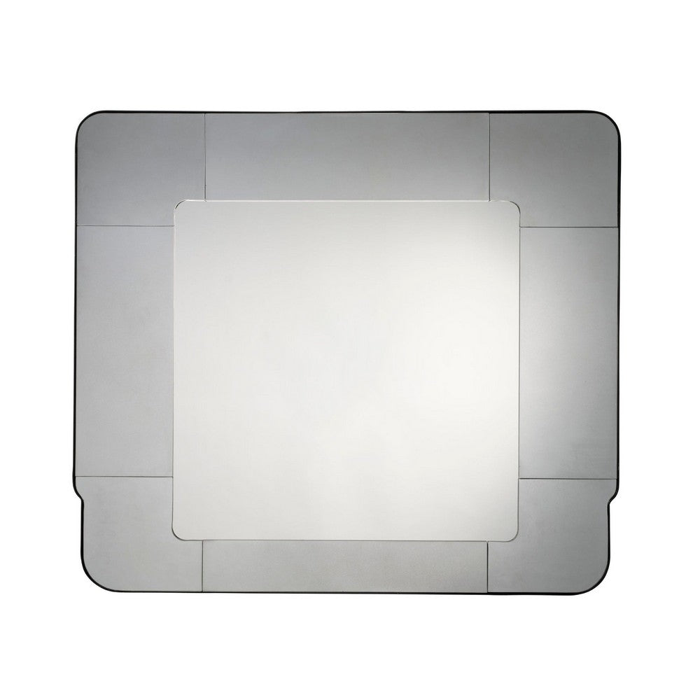 Fexo Wall Mirror, 45 Inch Mercury Glass Silver Frame, Hand Forged Iron