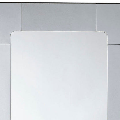 Fexo Wall Mirror, 36 Inch Mercury Glass Silver Frame, Hand Forged Iron