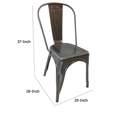 Dining Accent Chair Set of 4, Bronze Metal Body, Industrial Style