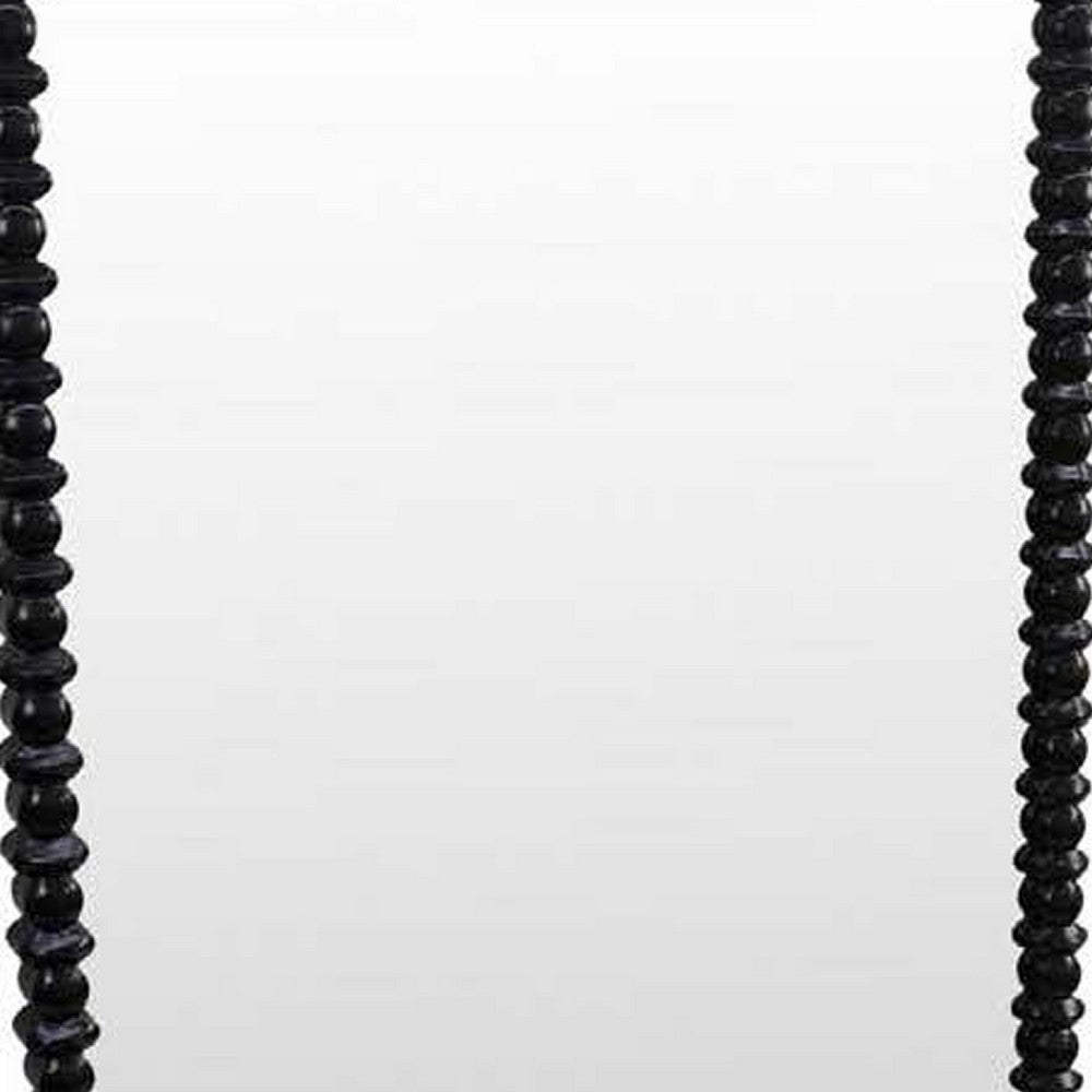 Perz Floor Mirror, 72 Inch, Rectangular Shaped Black Beaded Wood Frame