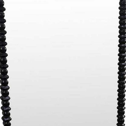 Perz Floor Mirror, 72 Inch, Rectangular Shaped Black Beaded Wood Frame