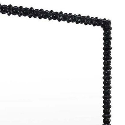 Perz Floor Mirror, 72 Inch, Rectangular Shaped Black Beaded Wood Frame