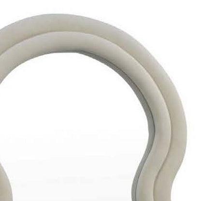 Izy Floor Mirror, 63 Inch, Light Beige Wavy Abstract Frame, Wood