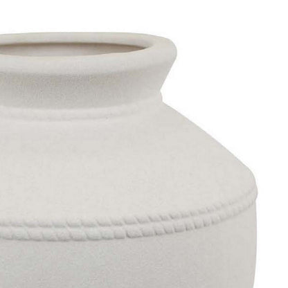 Modern Decorative Flower Vase, Textured White Ceramic 16 Inch