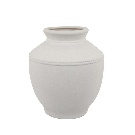 Modern Decorative Flower Vase, Textured White Ceramic 16 Inch