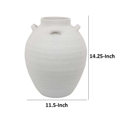Dero Decorative Flower Vase, White Ceramic, Antique Urn Style, 14 Inch