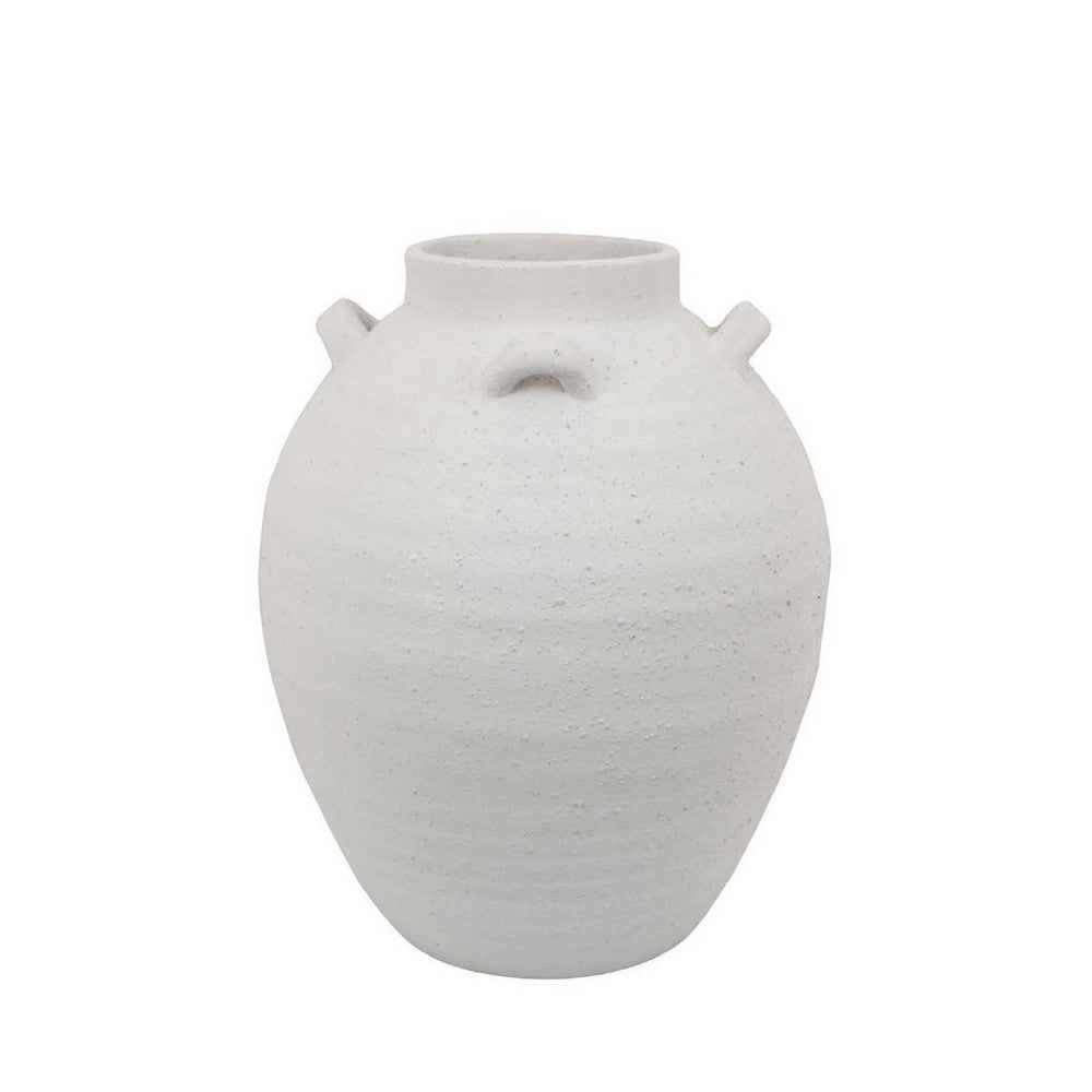 Dero Decorative Flower Vase, White Ceramic, Antique Urn Style, 14 Inch