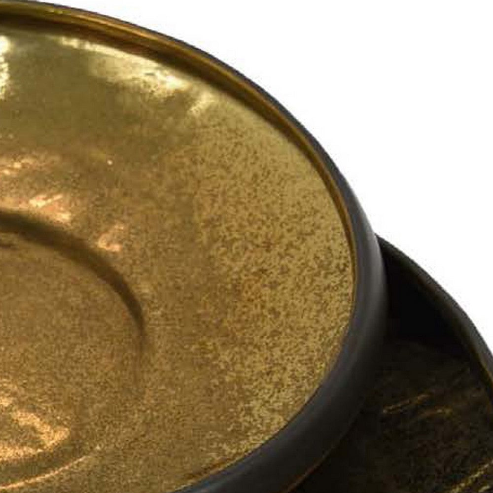 Rema Decorative Tabletop Bowls Set of 2, Modern Gold and Black Ceramic