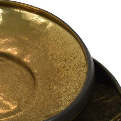 Rema Decorative Tabletop Bowls Set of 2, Modern Gold and Black Ceramic