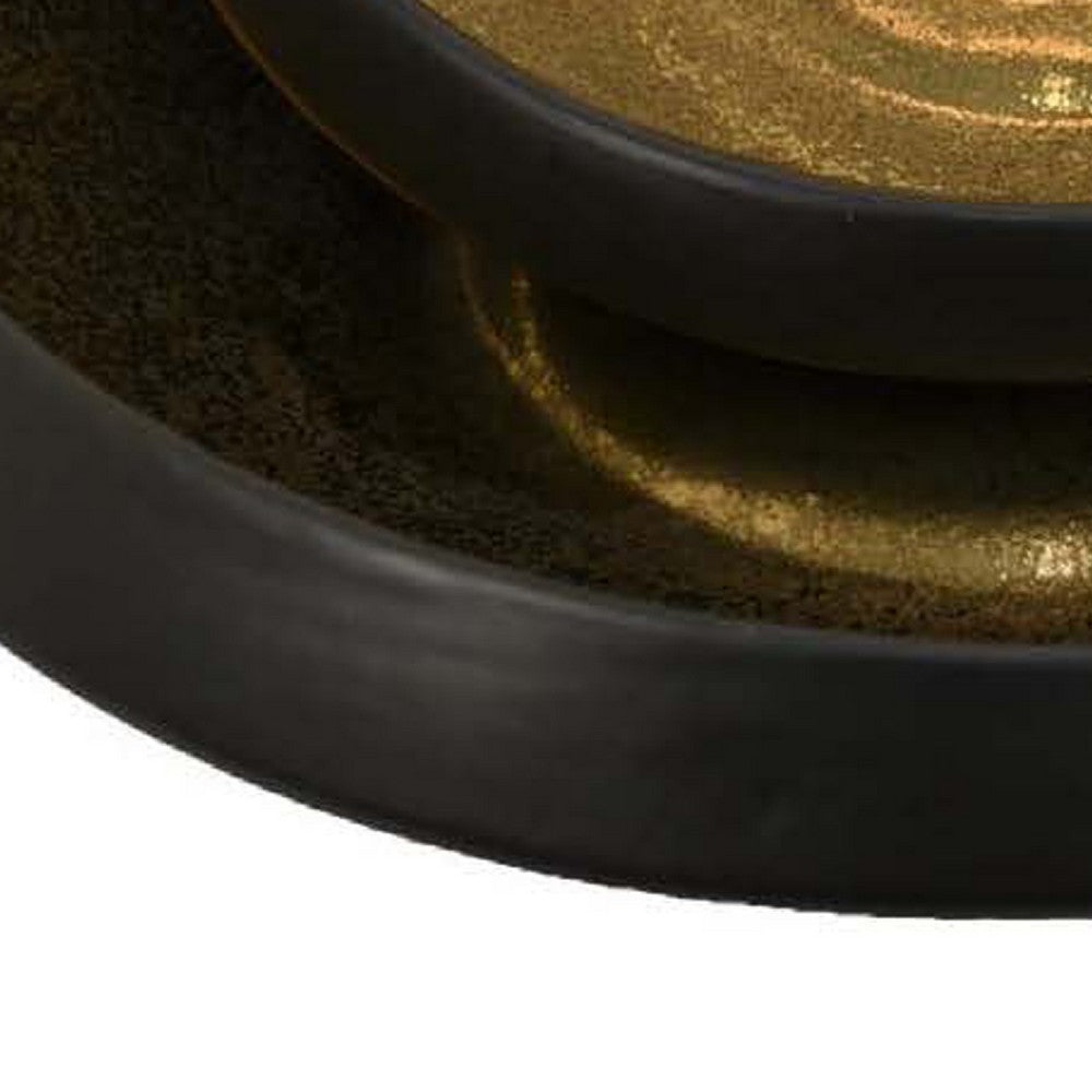 Rema Decorative Tabletop Bowls Set of 2, Modern Gold and Black Ceramic