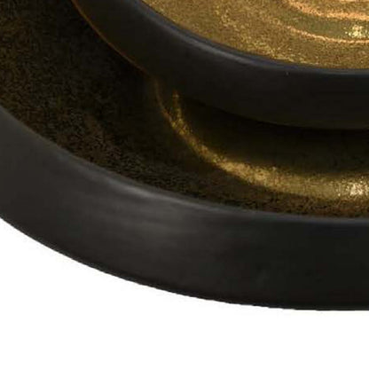 Rema Decorative Tabletop Bowls Set of 2, Modern Gold and Black Ceramic