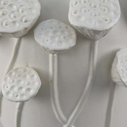 Ro Decorative Vase, Textured Lotus Accents, White Ceramic 12 Inch