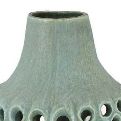 Kolo Decorative Vase, Perforated Design, 25 Inch Green Ceramic Body